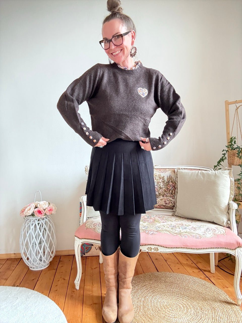 Pulli Liebeslieschen Schoko Braun - FROLLEIN KÄTHE Shop