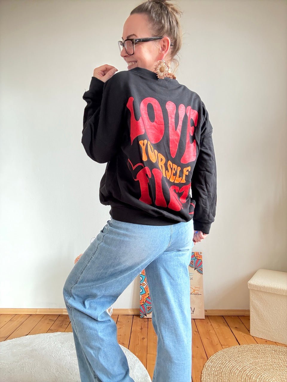 Pulli Love yourself Schwarz - FROLLEIN KÄTHE Shop