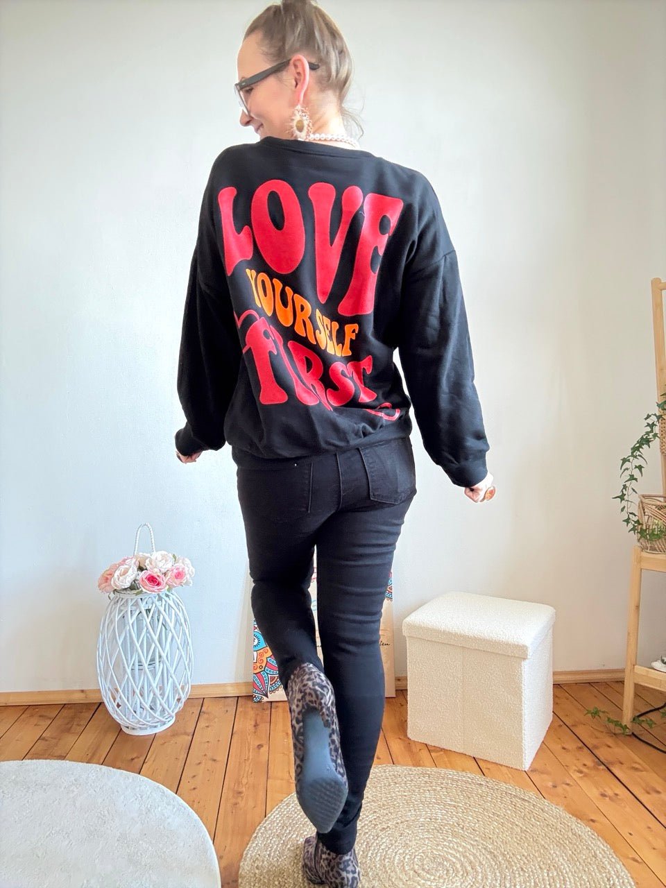 Pulli Love yourself Schwarz - FROLLEIN KÄTHE Shop