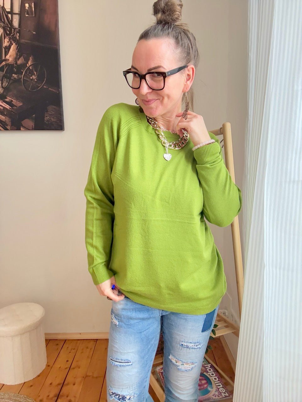 Pulli Magda Grün - FROLLEIN KÄTHE Shop