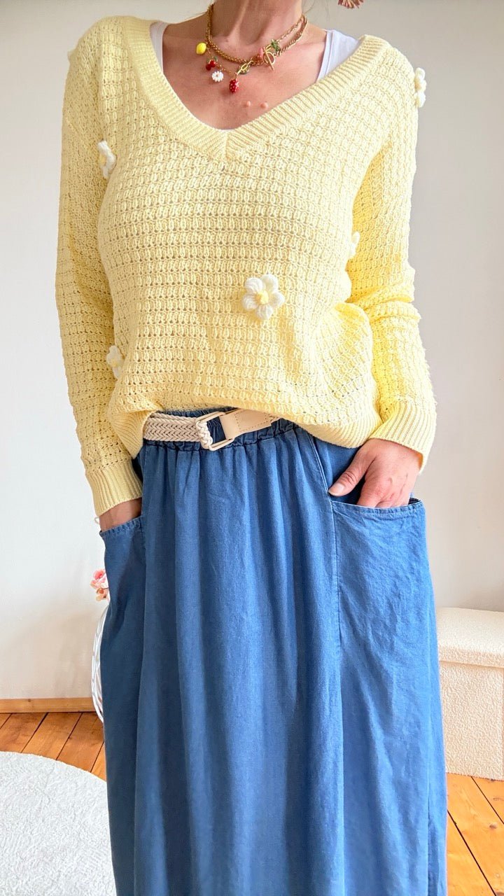 Pulli Mia Blütenreich Gelb - FROLLEIN KÄTHE Shop