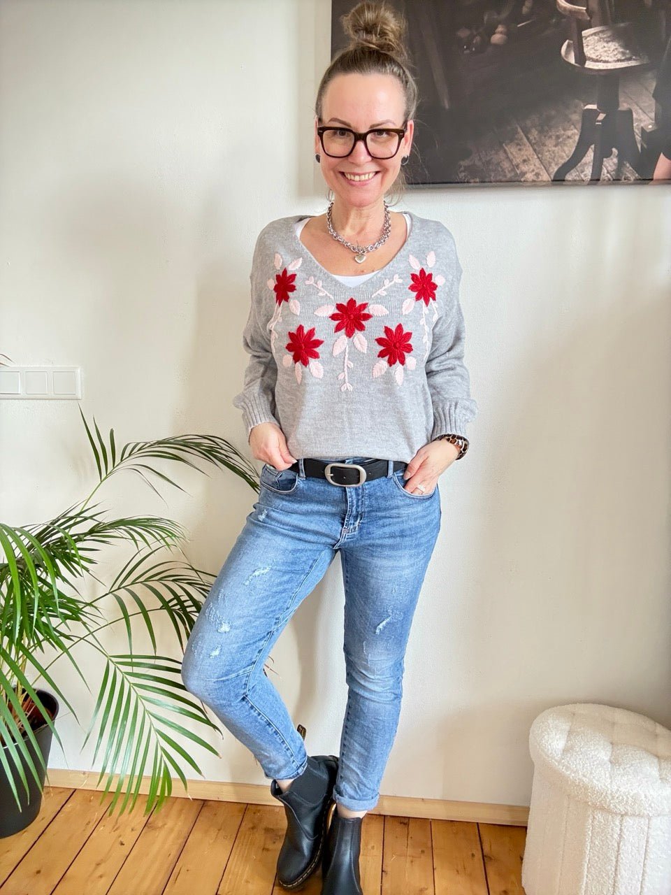 Pulli My Garden Grau - FROLLEIN KÄTHE Shop