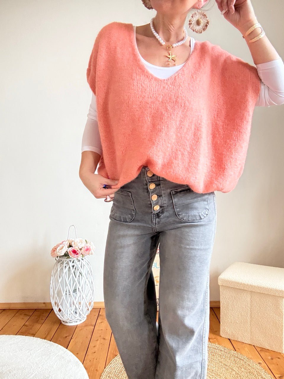 Pulli / Pullunder Cozy Dream Peach - FROLLEIN KÄTHE Shop