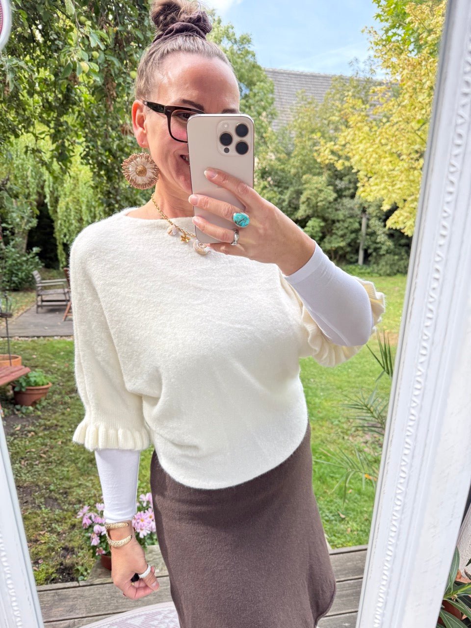 Pulli Rüschenglück Wollweiß - FROLLEIN KÄTHE Shop