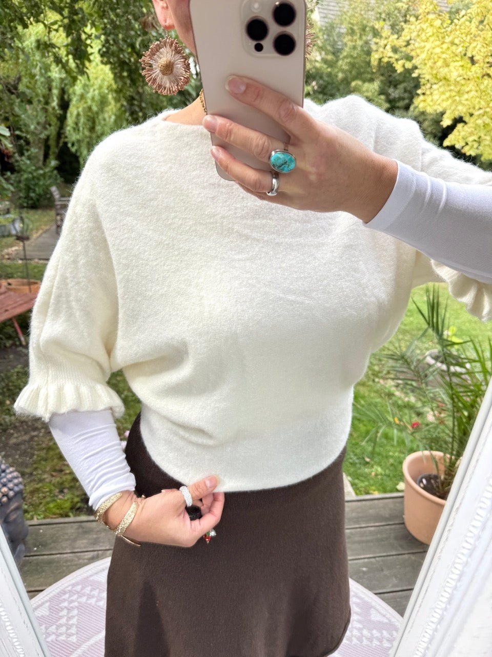 Pulli Rüschenglück Wollweiß - FROLLEIN KÄTHE Shop