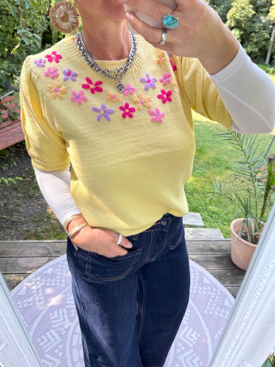 Pulli Spring Blossom in gelb - FROLLEIN KÄTHE Shop
