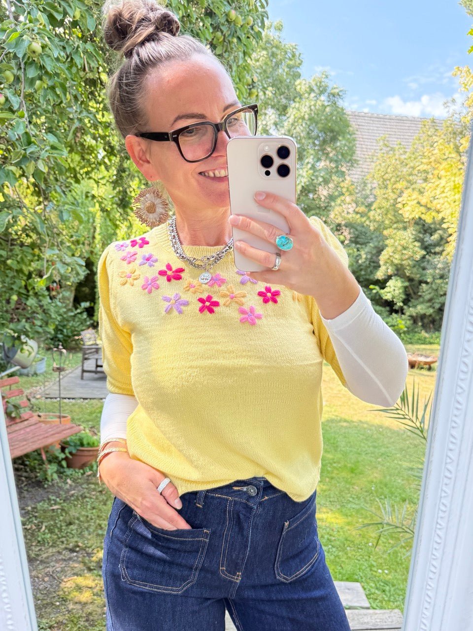 Pulli Spring Blossom in gelb - FROLLEIN KÄTHE Shop