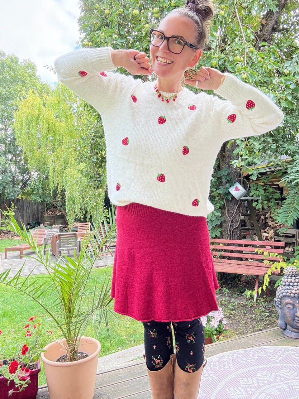 Pulli Strawberry Weiß Langarm - FROLLEIN KÄTHE Shop