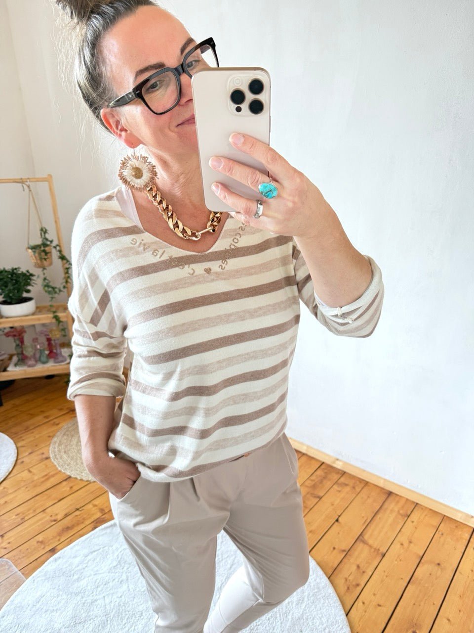 Pulli Streifenliebe Cream - FROLLEIN KÄTHE Shop