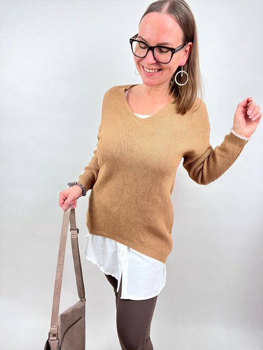Pulli Strickglück Cappuccino - FROLLEIN KÄTHE Shop
