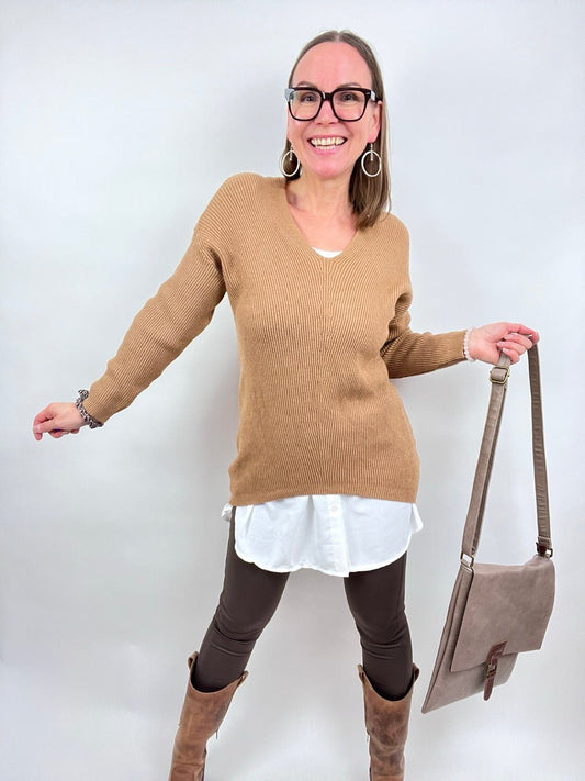 Pulli Strickglück Cappuccino - FROLLEIN KÄTHE Shop