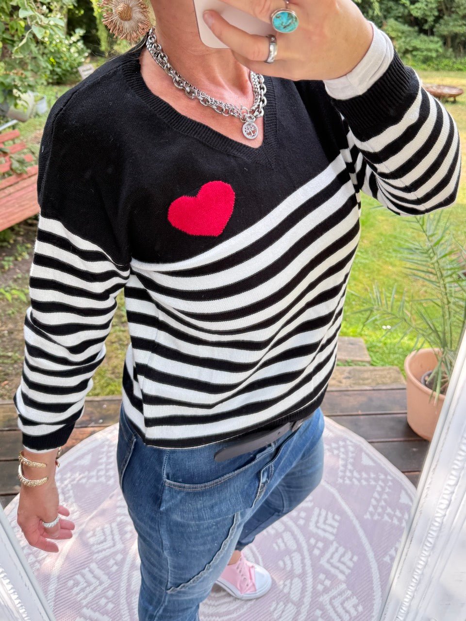Pulli Stripes in Love Schwarz - FROLLEIN KÄTHE Shop