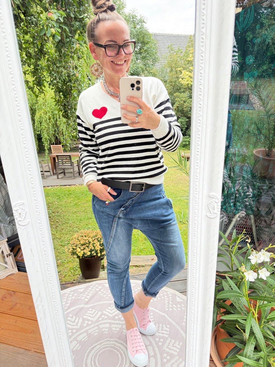 Pulli Stripes in Love Weiß - FROLLEIN KÄTHE Shop
