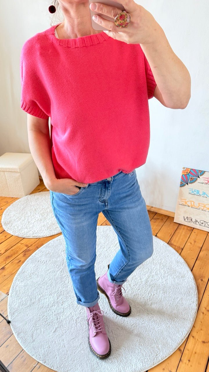 Pulli Yara Kurzarm Koralle - FROLLEIN KÄTHE Shop