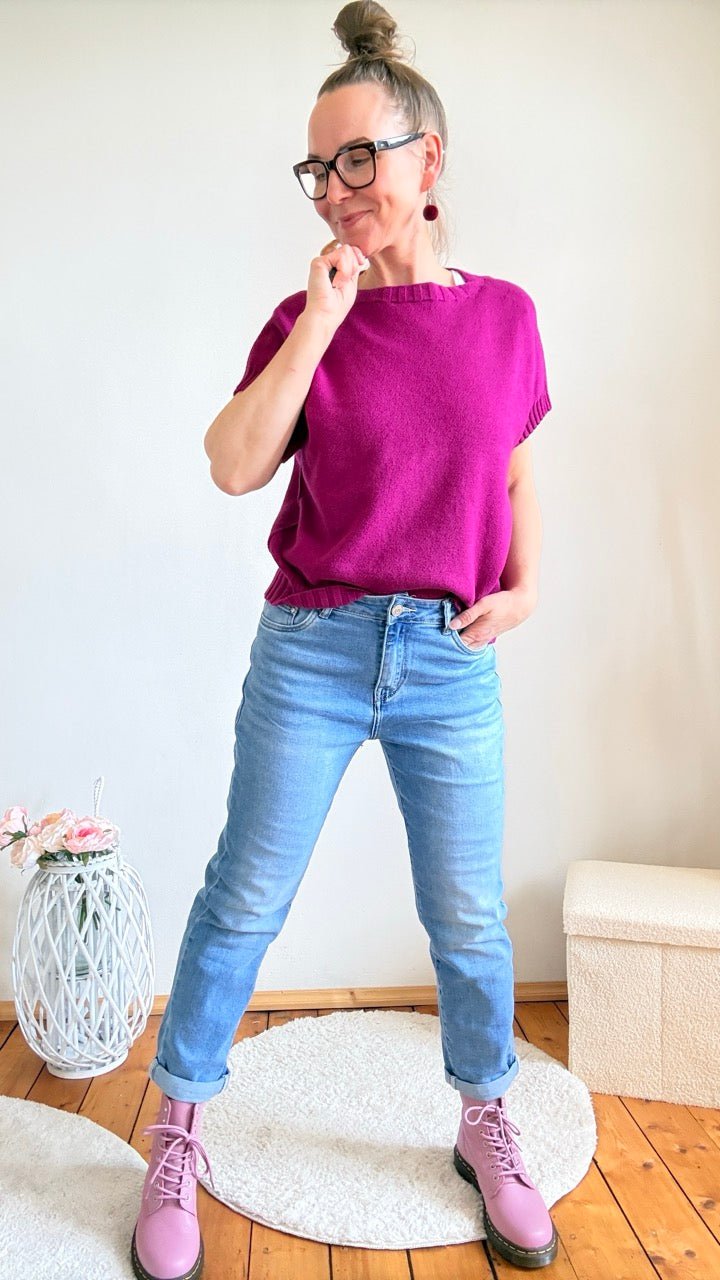 Pulli Yara Kurzarm Violett - FROLLEIN KÄTHE Shop