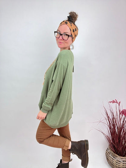 Pulli Zauberhaft Olive - FROLLEIN KÄTHE Shop