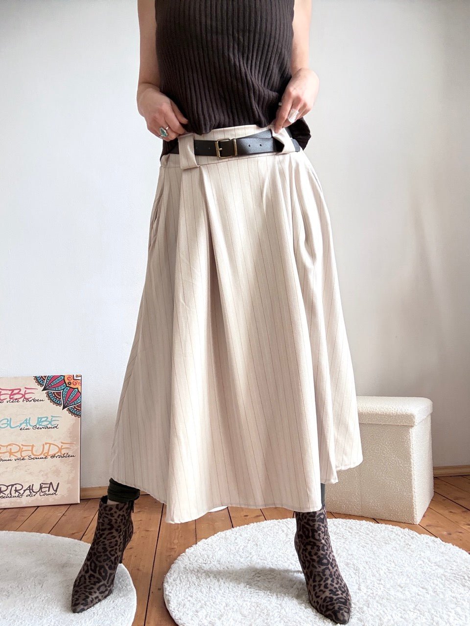 Rock Eva mit Gürtel Cream - FROLLEIN KÄTHE Shop