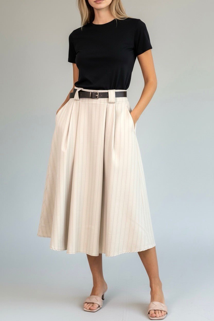 Rock Eva mit Gürtel Cream - FROLLEIN KÄTHE Shop