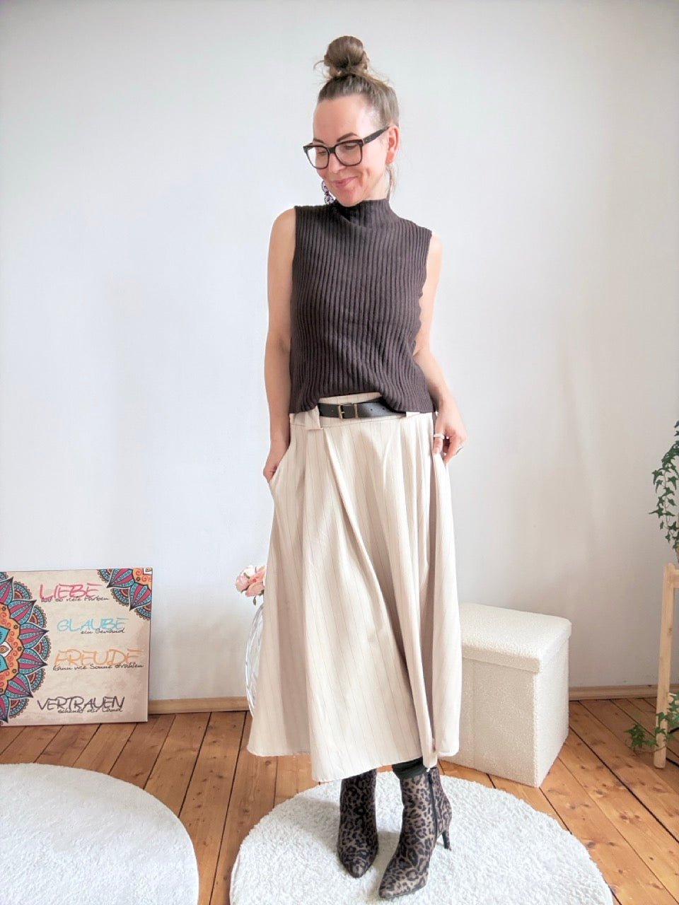 Rock Eva mit Gürtel Cream - FROLLEIN KÄTHE Shop