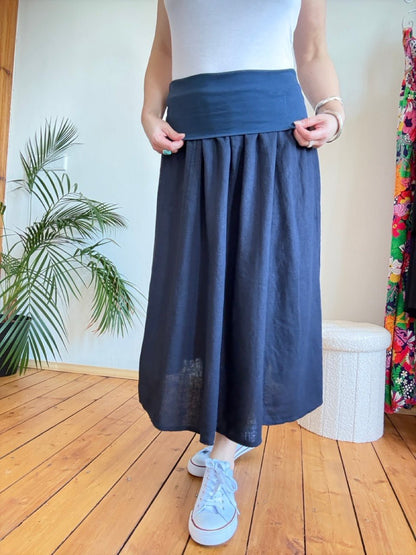 Rock Leinen Liebe Blau - FROLLEIN KÄTHE Shop