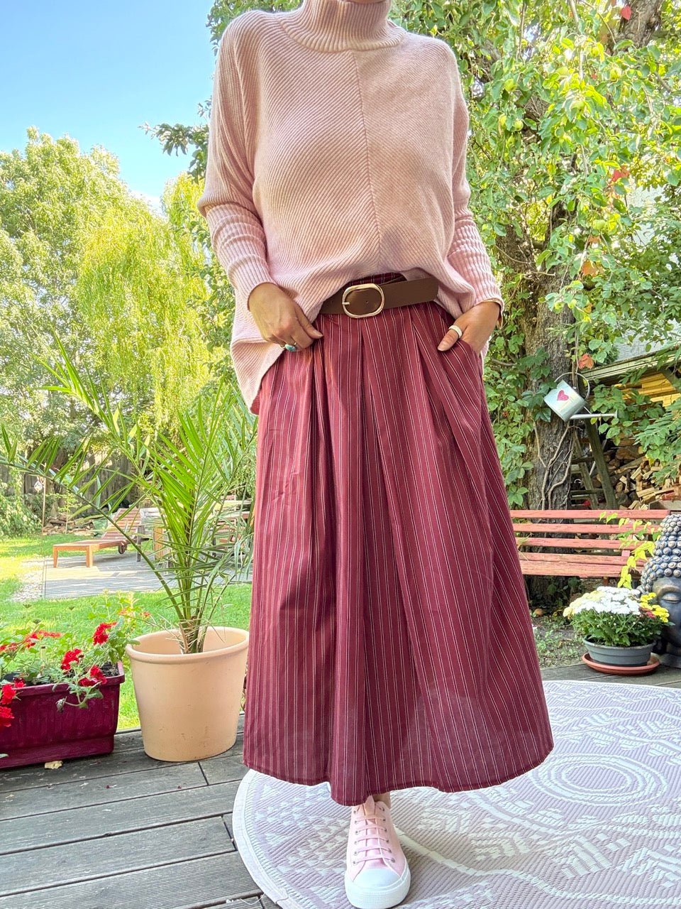 Rock Leni Cherry Stripe - FROLLEIN KÄTHE Shop