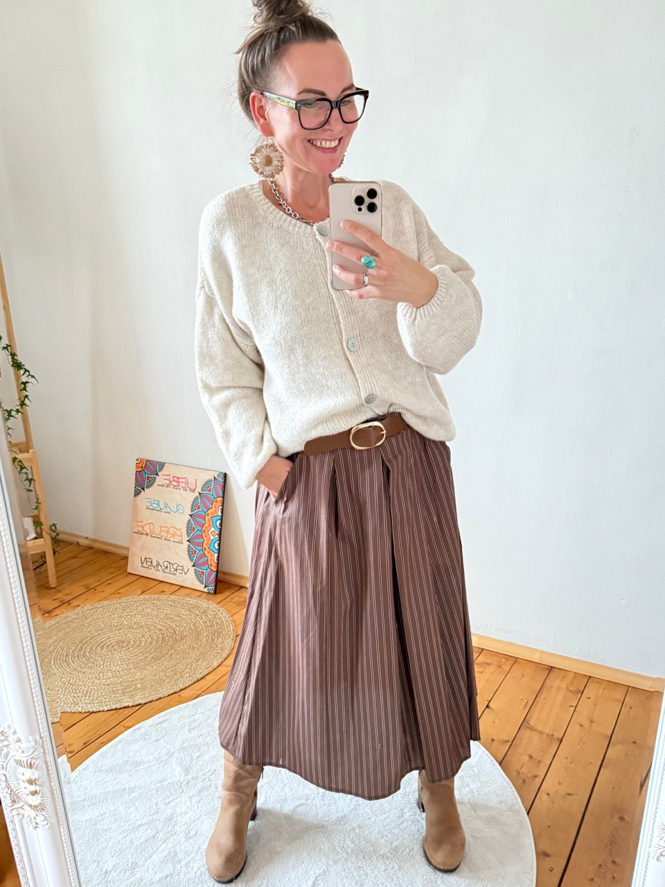 Rock Leni Chocolate Stripe mit Gürtel - FROLLEIN KÄTHE Shop