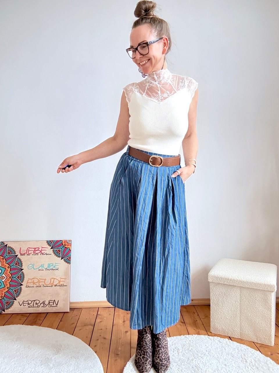 Rock Leni Denim Stripe / One Size / S - XL - FROLLEIN KÄTHE Shop