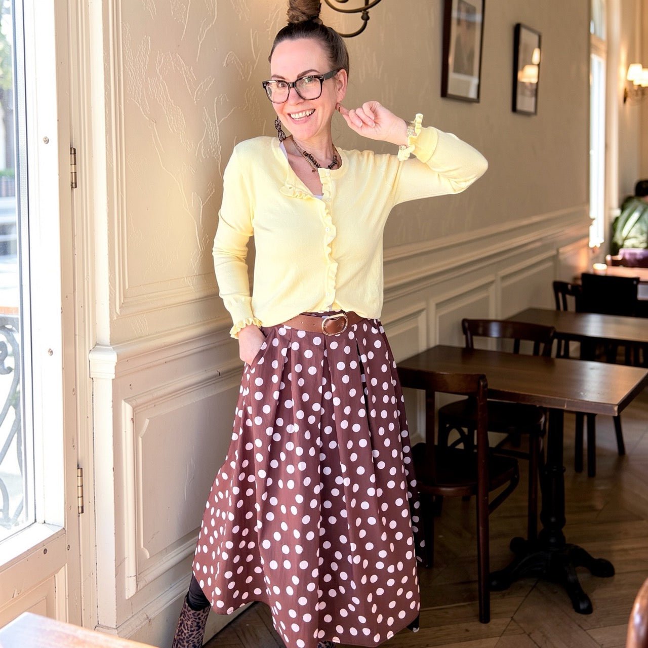 Rock Leni Heidelbeere / Punkte mit Gürtel - FROLLEIN KÄTHE Shop