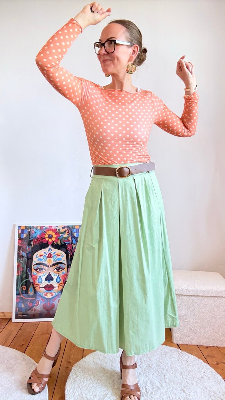 Rock Leni Lind Grün mit Gürtel Summer edition - FROLLEIN KÄTHE Shop