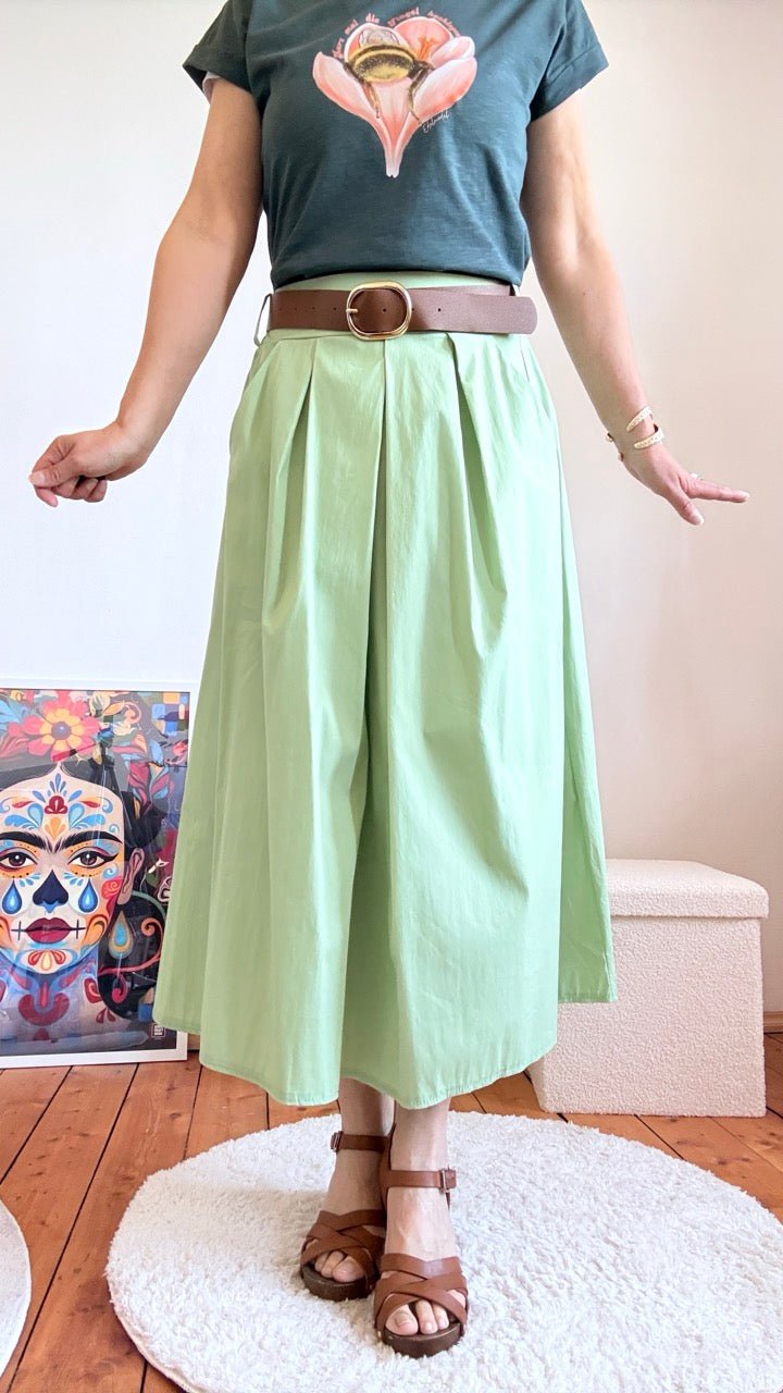 Rock Leni Lind Grün mit Gürtel Summer edition - FROLLEIN KÄTHE Shop