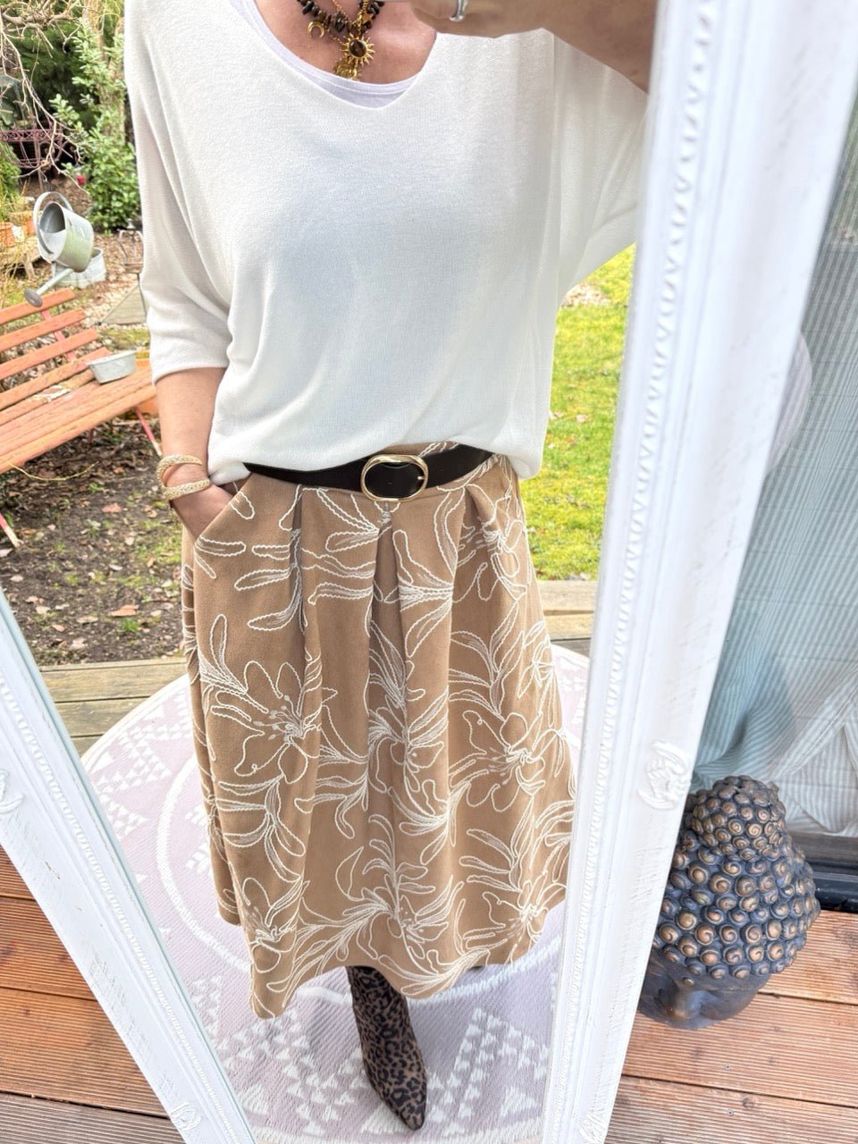 Rock Leni Paris Cream mit Gürtel - FROLLEIN KÄTHE Shop