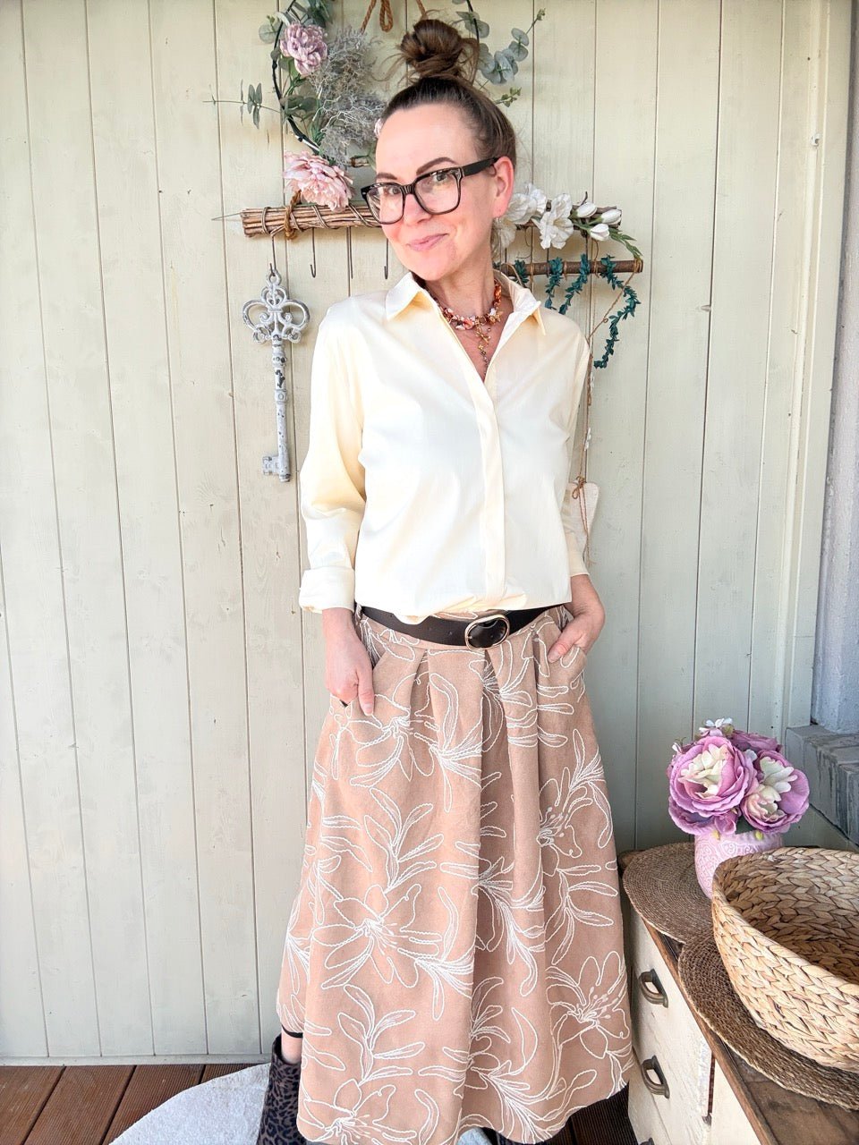 Rock Leni Paris Cream mit Gürtel - FROLLEIN KÄTHE Shop