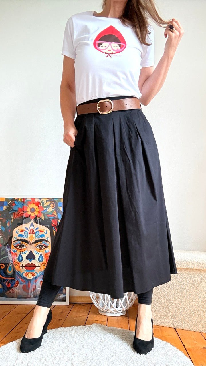 Rock Leni Schwarz mit Gürtel - FROLLEIN KÄTHE Shop