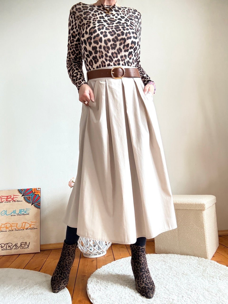 Rock Leni Soft Cream mit Gürtel - FROLLEIN KÄTHE Shop