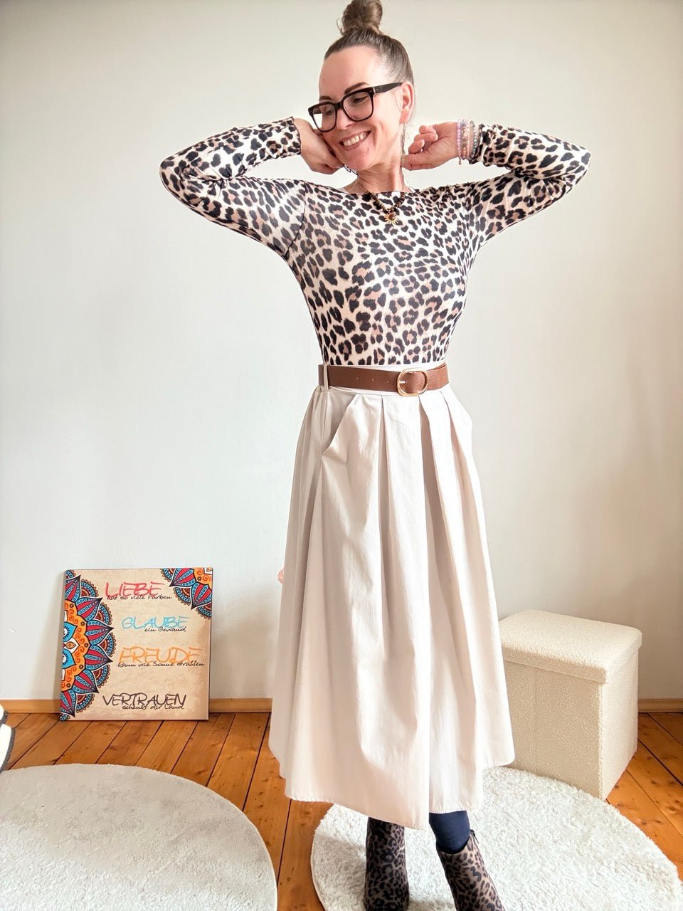 Rock Leni Soft Cream mit Gürtel - FROLLEIN KÄTHE Shop