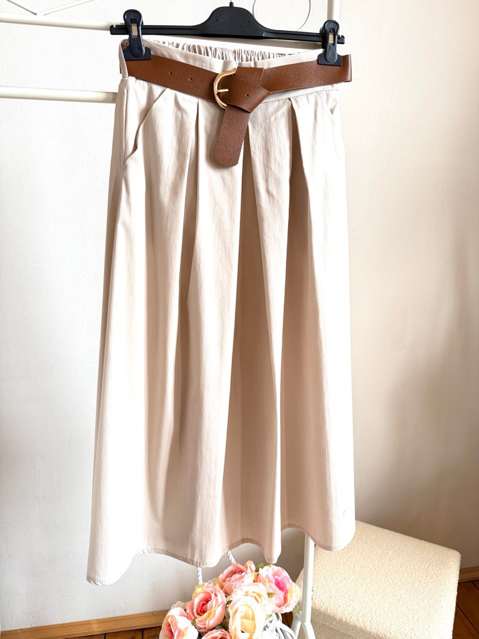 Rock Leni Soft Cream mit Gürtel - FROLLEIN KÄTHE Shop