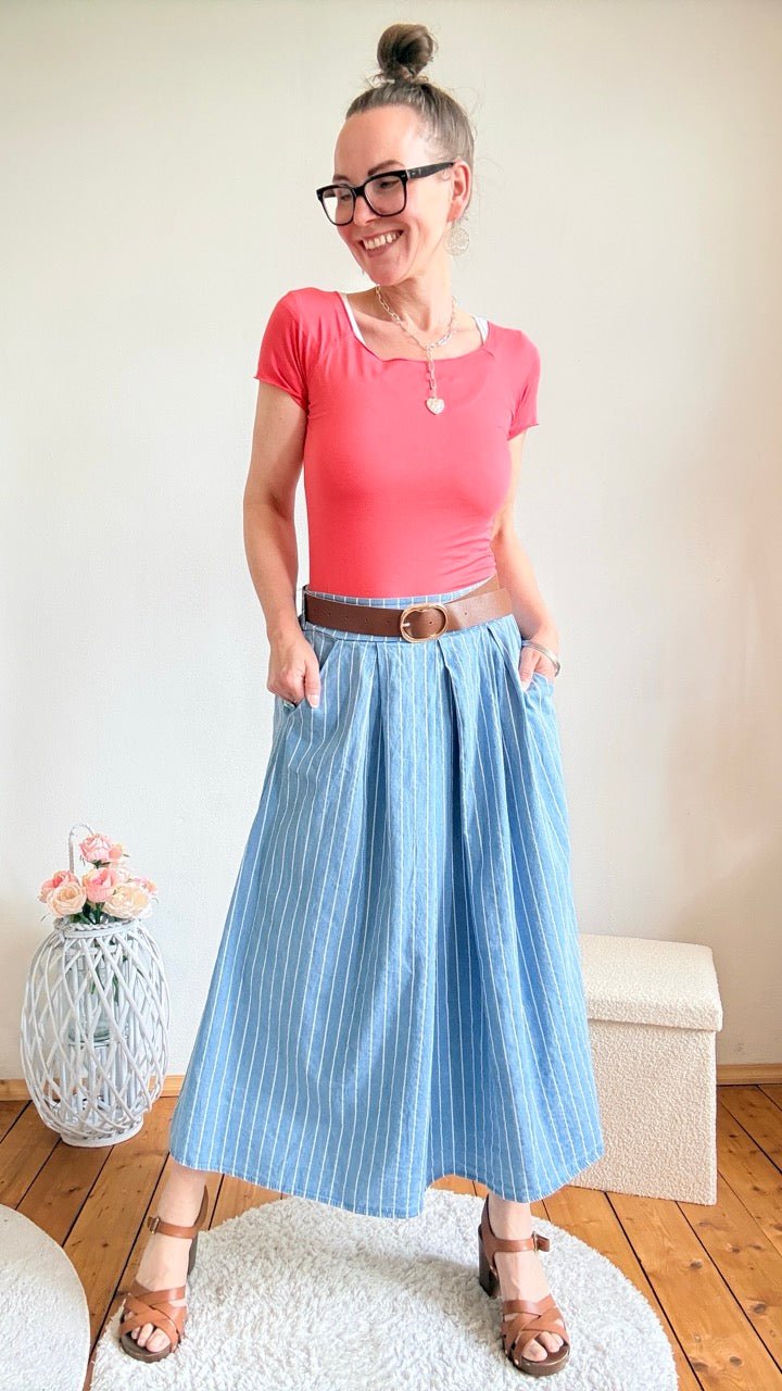 Rock Leni Soft Denim Stripe / One Size / S - XL - FROLLEIN KÄTHE Shop