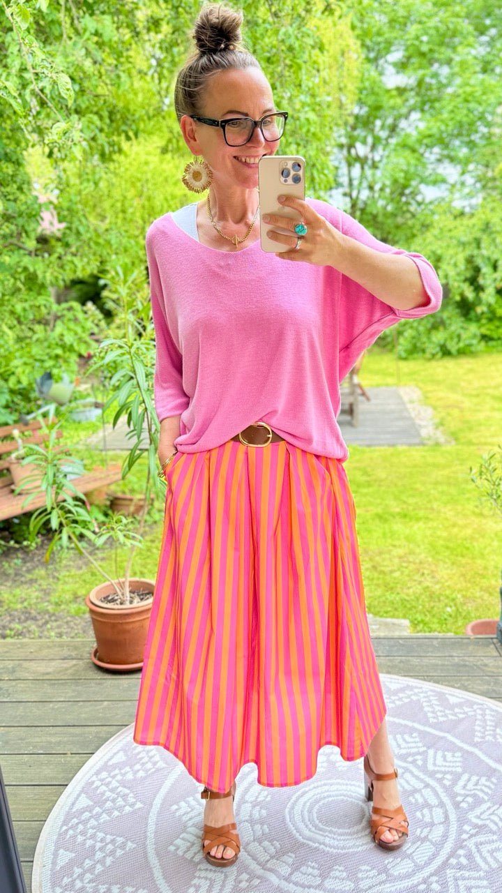 Rock Leni Streifenglück Fuchsia Orange - FROLLEIN KÄTHE Shop