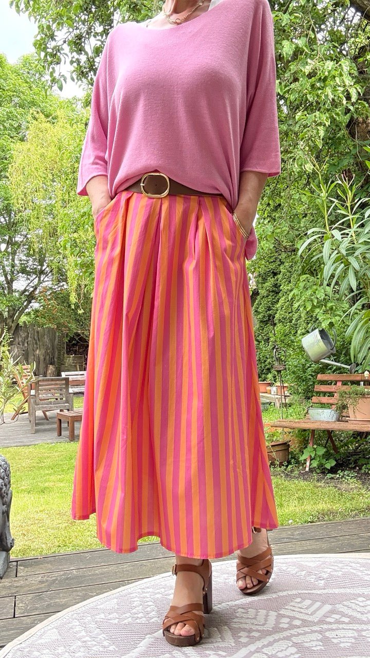 Rock Leni Streifenglück Fuchsia Orange - FROLLEIN KÄTHE Shop