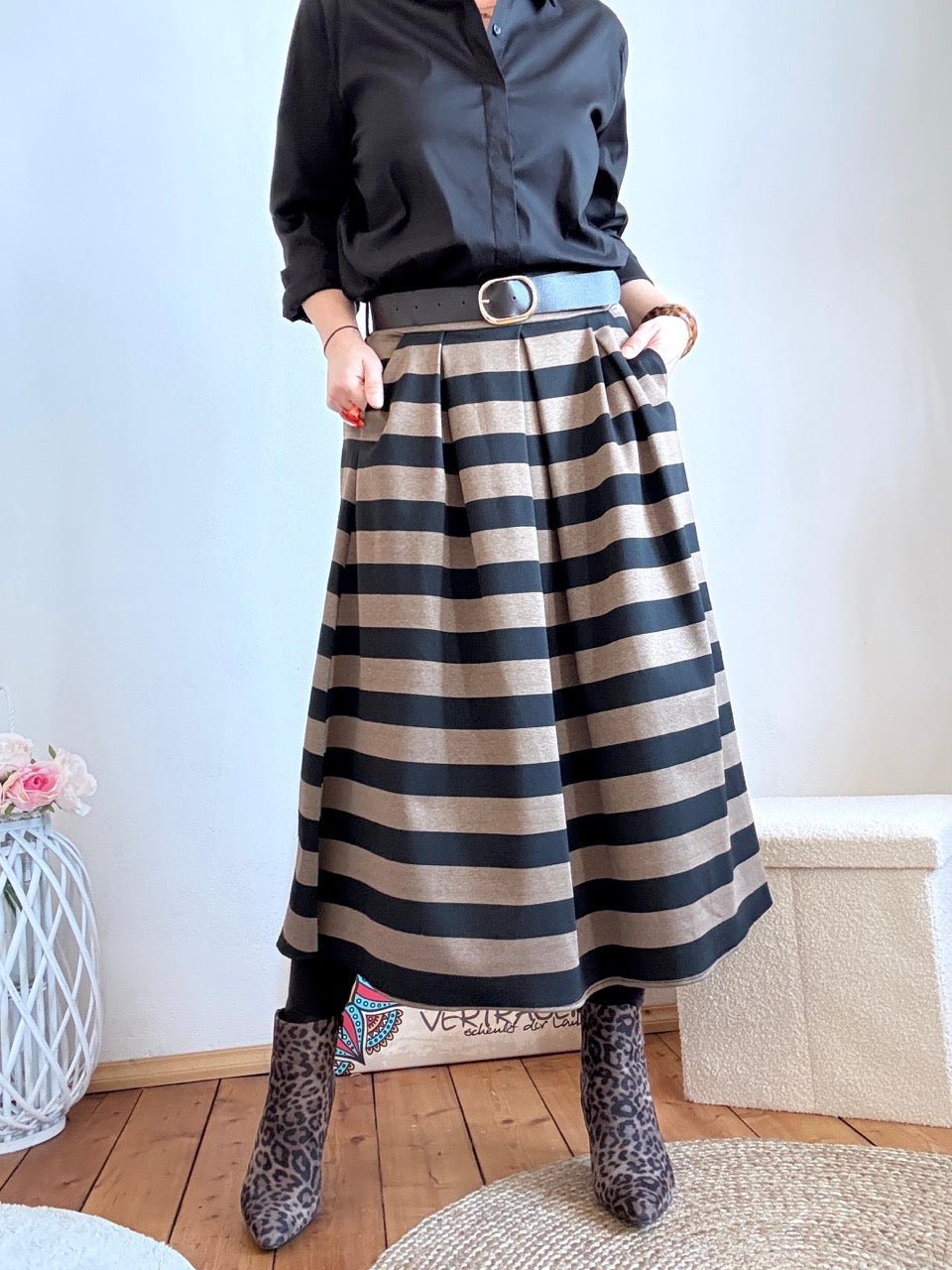 Rock Leni Stripe Schwarz / One Size: M - XL - FROLLEIN KÄTHE Shop