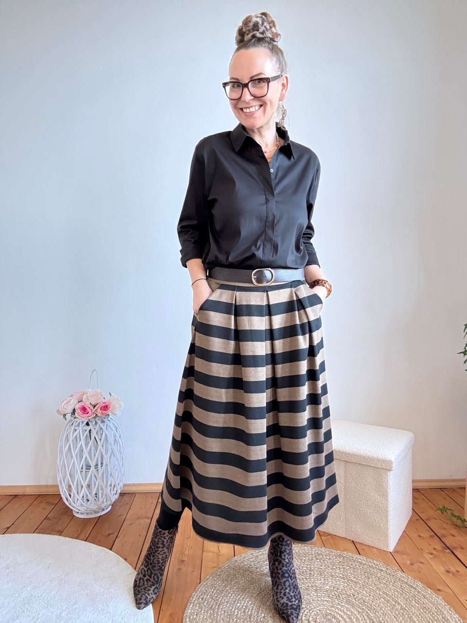 Rock Leni Stripe Schwarz / One Size: M - XL - FROLLEIN KÄTHE Shop