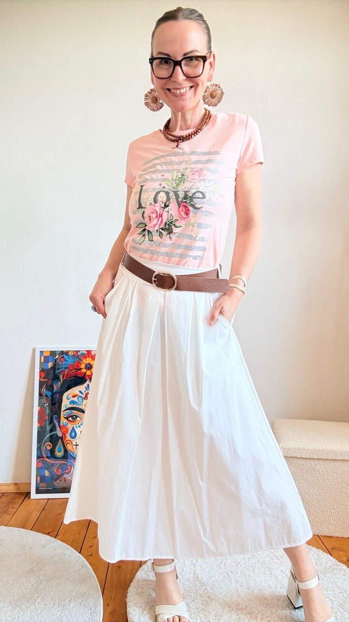 Rock Leni Weiß mit Gürtel Summer edition - FROLLEIN KÄTHE Shop