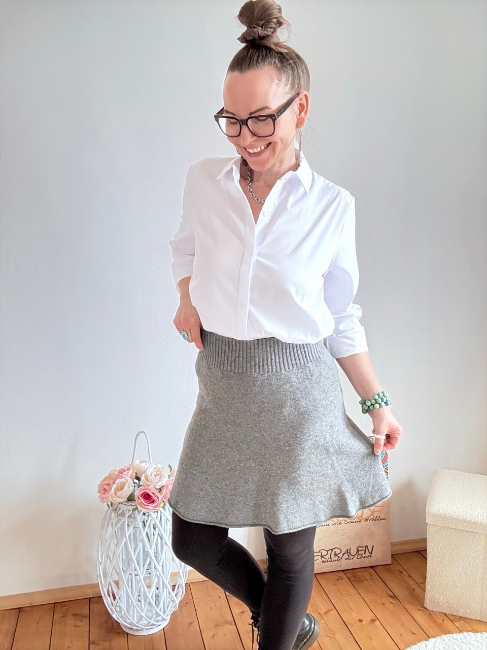 Rock Lilly Leichtigkeit Grau meliert - FROLLEIN KÄTHE Shop