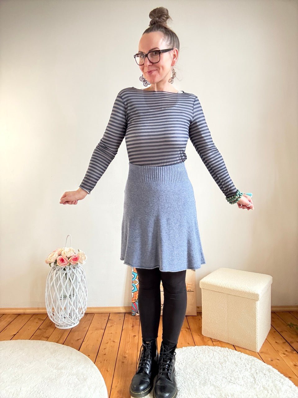 Rock Lilly Leichtigkeit Jeansblau meliert / Infos im Text - FROLLEIN KÄTHE Shop