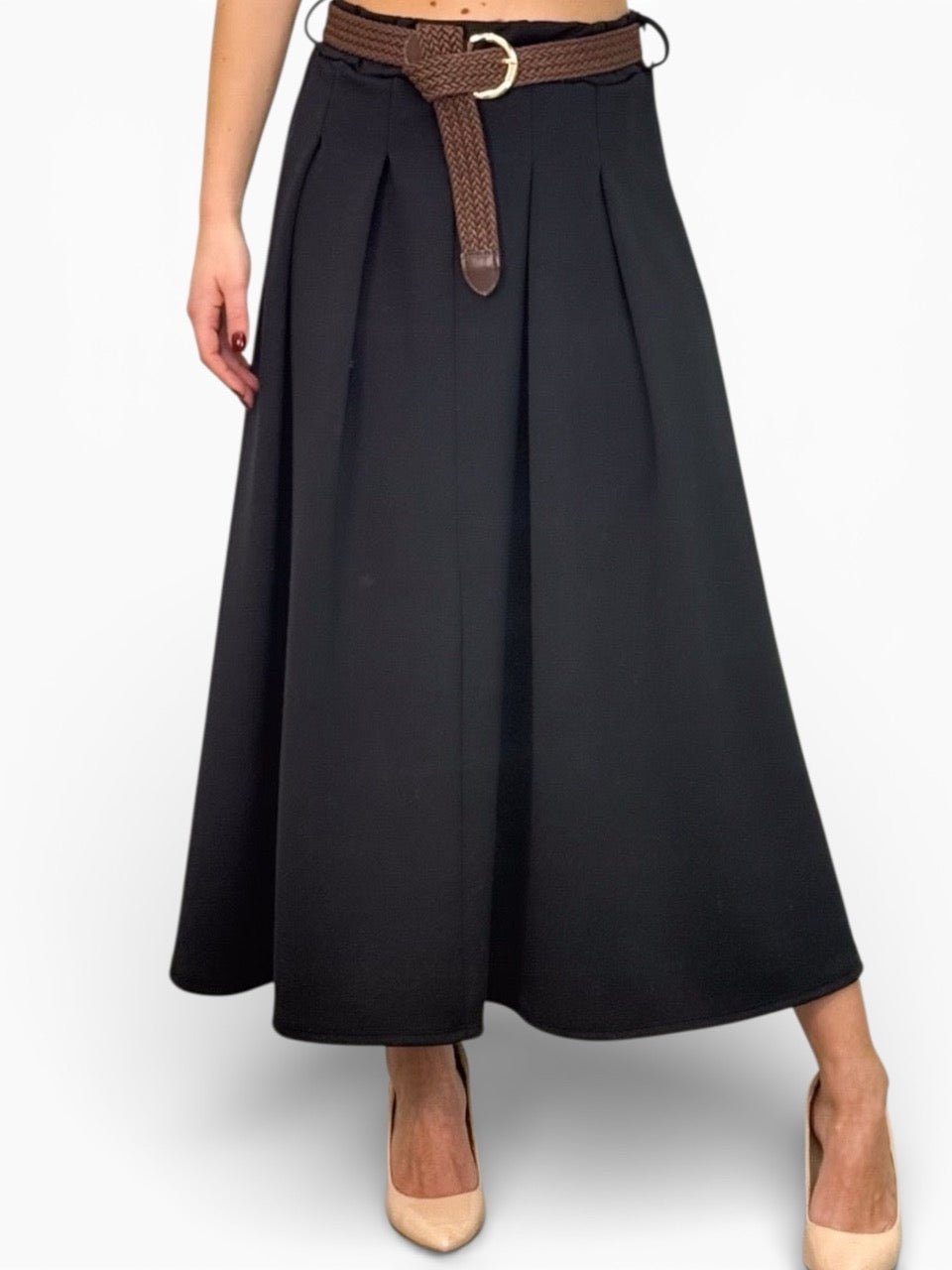 Rock Marie Schwarz mit Gürtel - FROLLEIN KÄTHE Shop