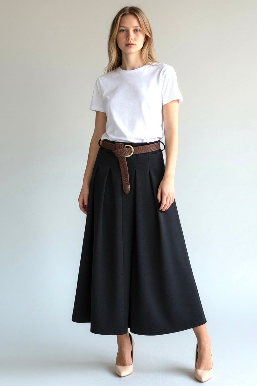 Rock Marie Schwarz mit Gürtel - FROLLEIN KÄTHE Shop