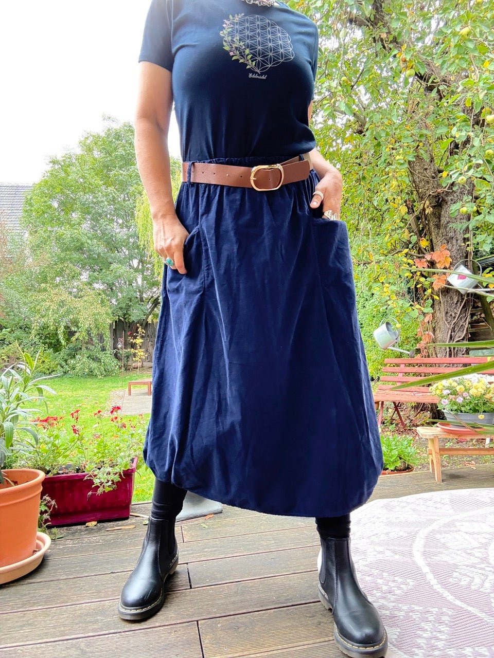 Rock Sofie Blau mit Gürtel - FROLLEIN KÄTHE Shop