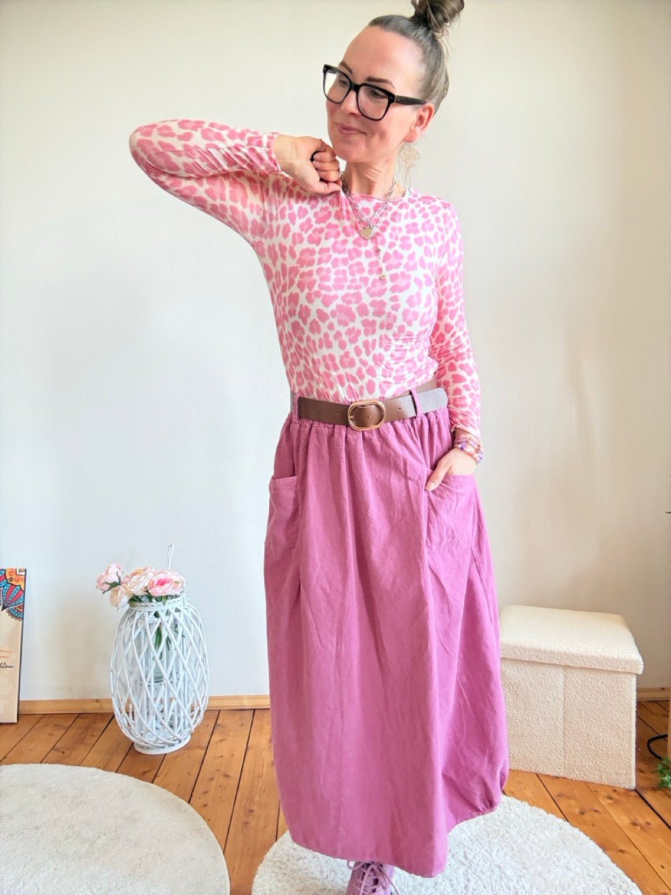 Rock Sofie Rose mit Gürtel - FROLLEIN KÄTHE Shop