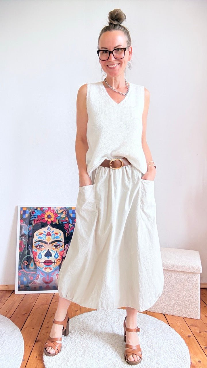 Rock Sofie Sahne mit Gürtel - FROLLEIN KÄTHE Shop