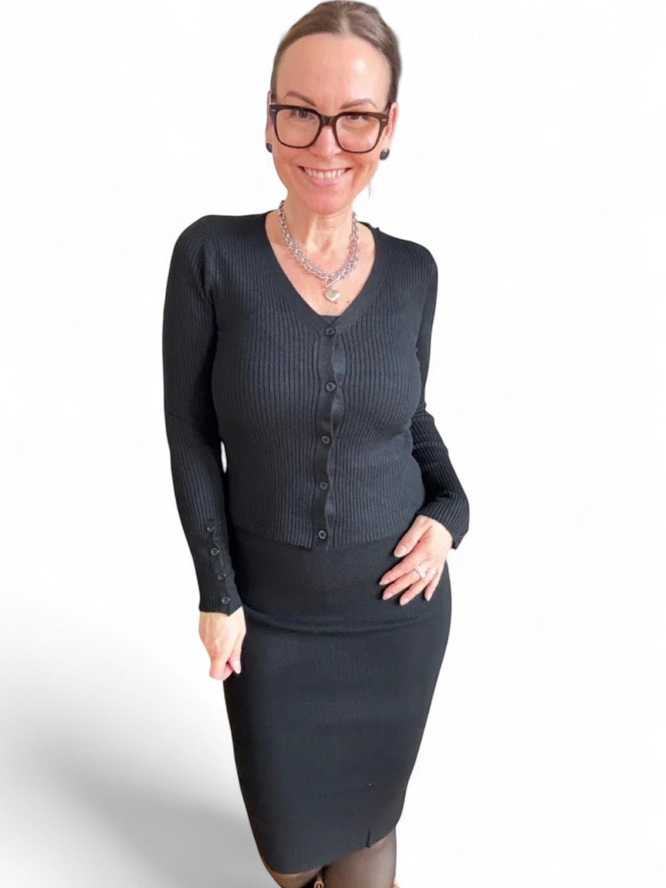 Set Kleid & Strickjacke Cecillia Schwarz - FROLLEIN KÄTHE Shop